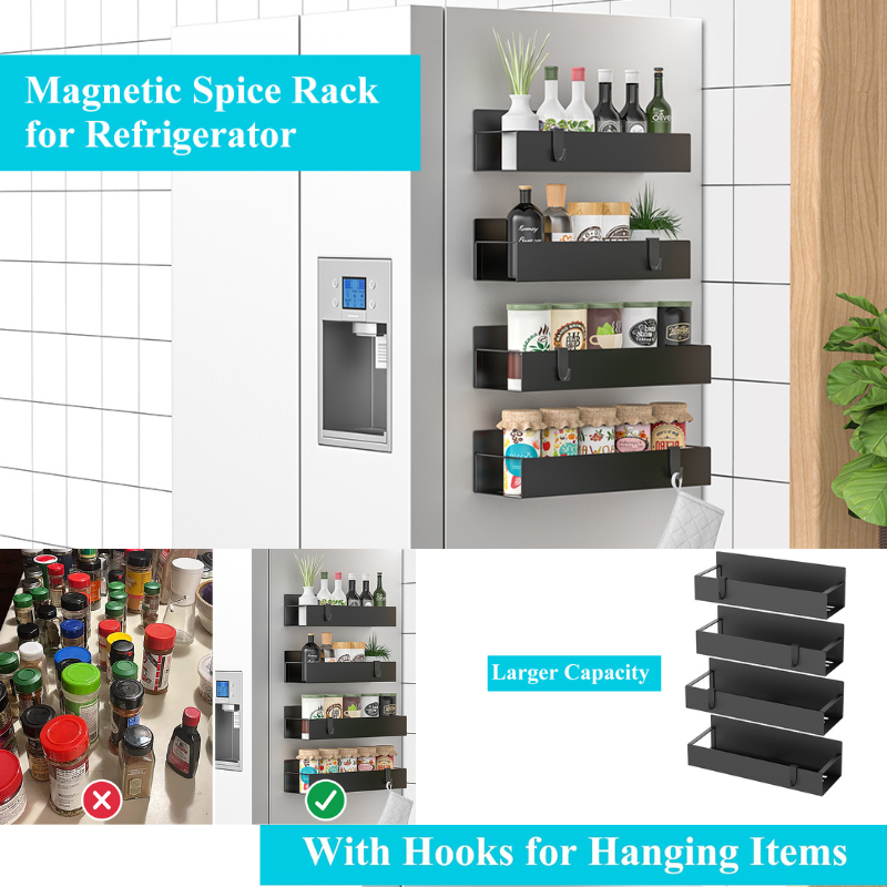  Magnetic Spice Storage Rack Organizer for Refrigerator