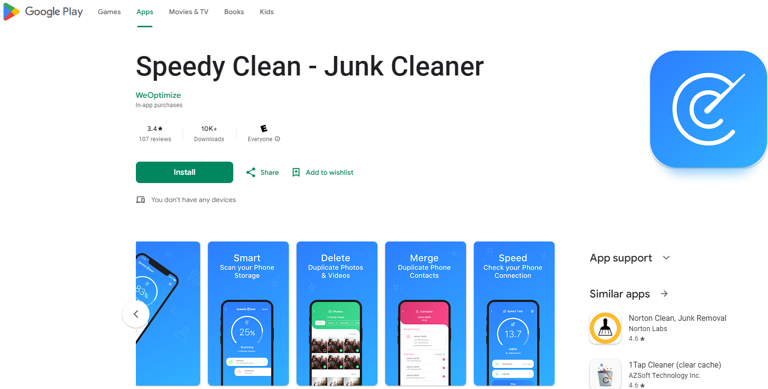  Install and Use the Speedy Cleaner App !