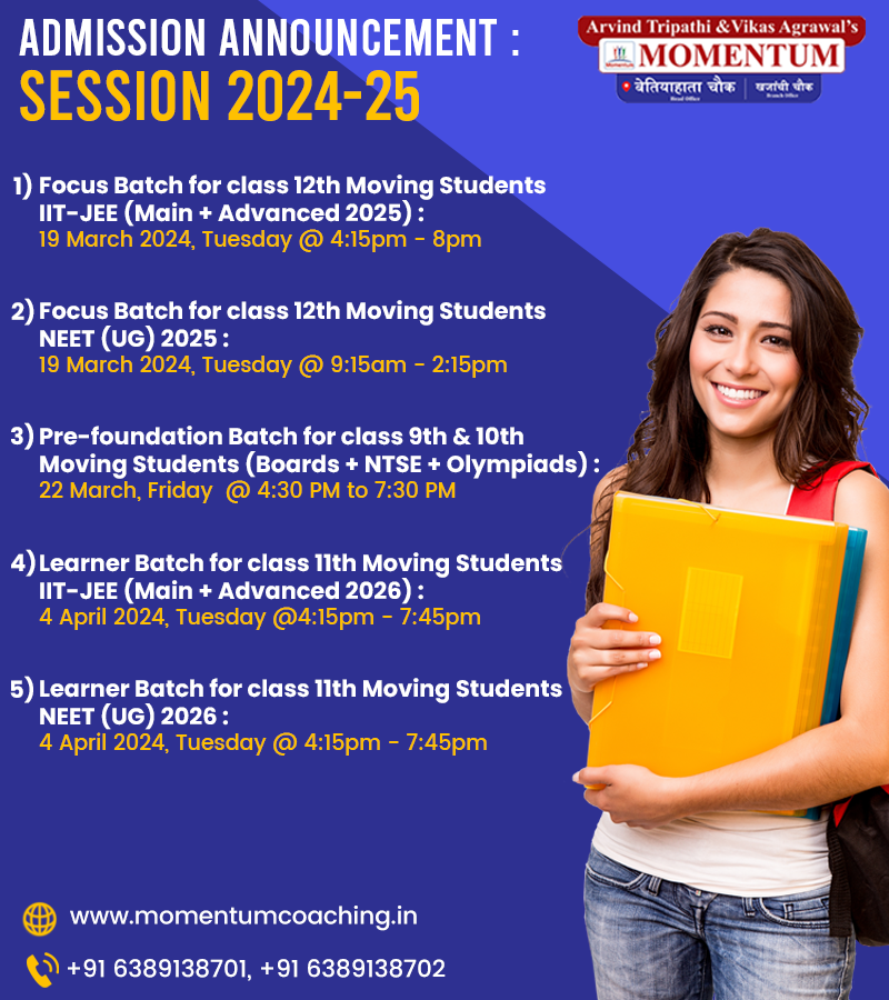  Momentum Coaching: Admission Announcement for Session 2024-25