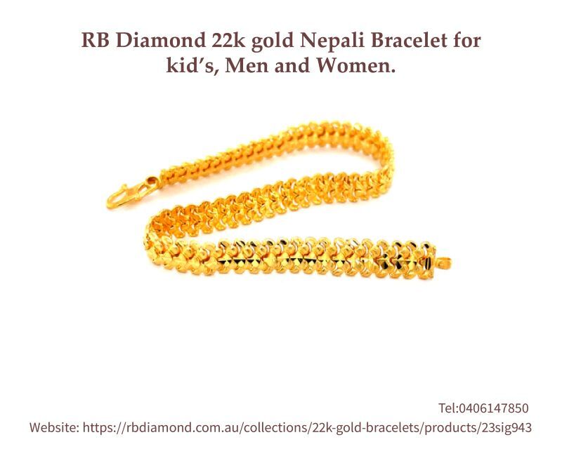  RB Diamond 22k gold Nepali Bracelet for kid’s, Men and Women