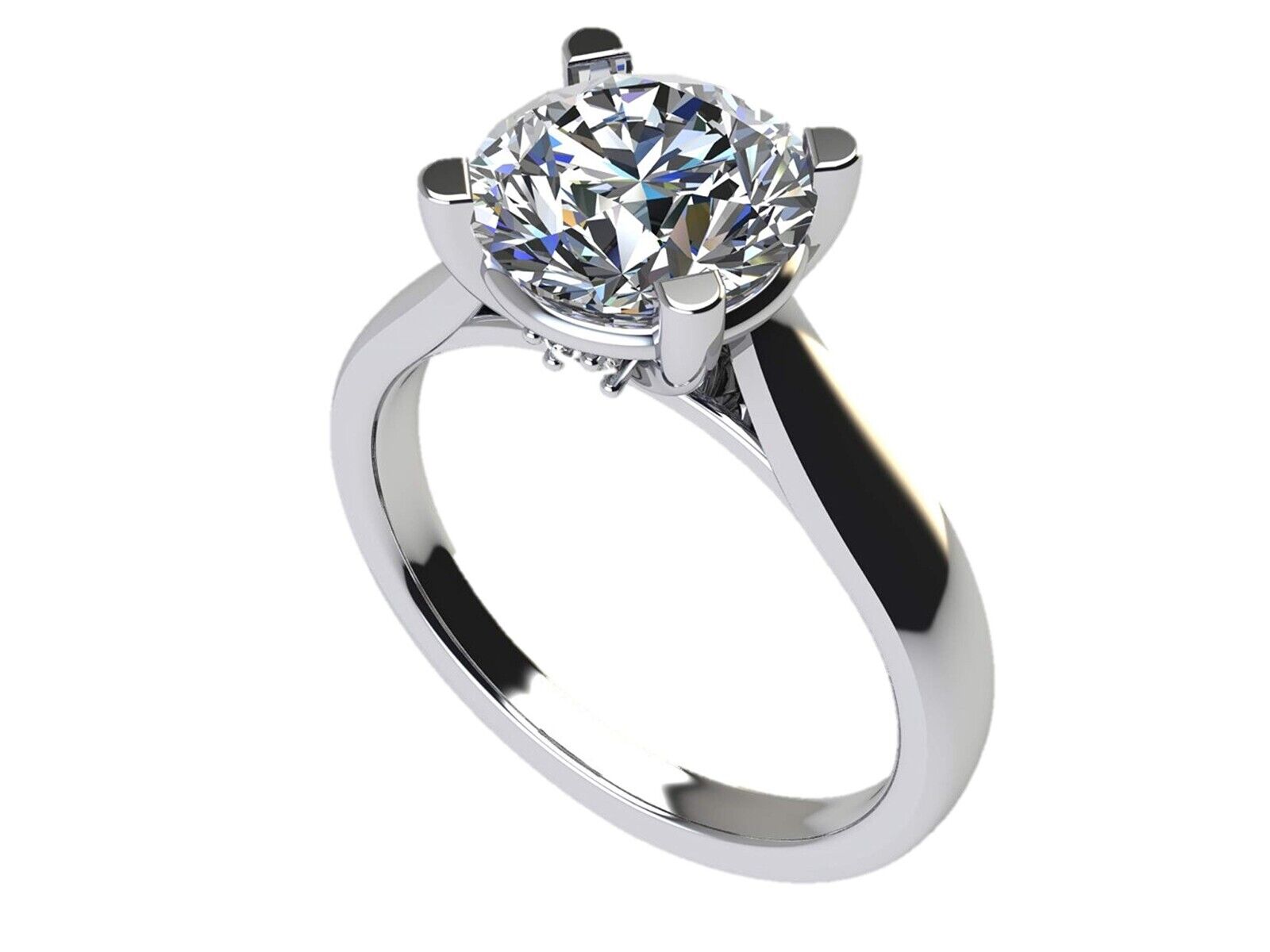  "Eternal Elegance: NANA Silver 6.5mm Round Cut Zirconia Solitaire Engagement Ring - Platinum Plated (Size 4)"