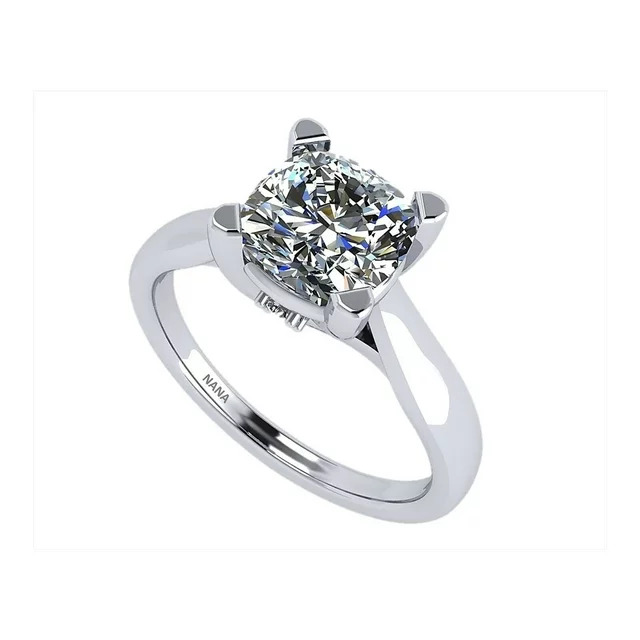  "Eternal Radiance: NANA Jewels Cushion Cut CZ Lucita Engagement Ring - 1.50ct, Platinum Plated (Size 4)"