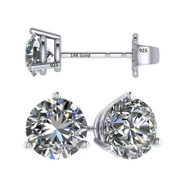  "Timeless Elegance: Central Diamond Center 14K Gold CZ Stud Earrings"