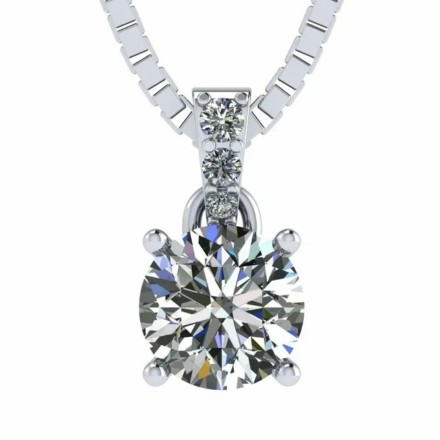  "Introducing the epitome of sophistication: Our 4 Prong Round Solitaire Simulated Diamond Necklace.