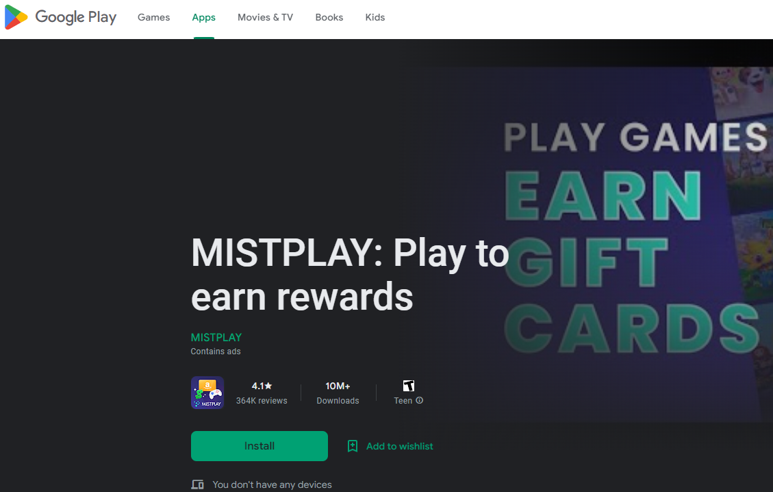  (US) Install and Earn With the MISTPLAY App!