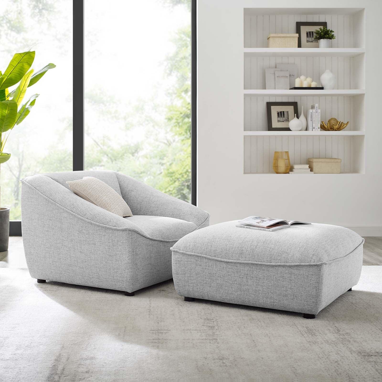  Cozy Comfort: Comprise Upholstered Armchair and Ottoman Set by Azilure