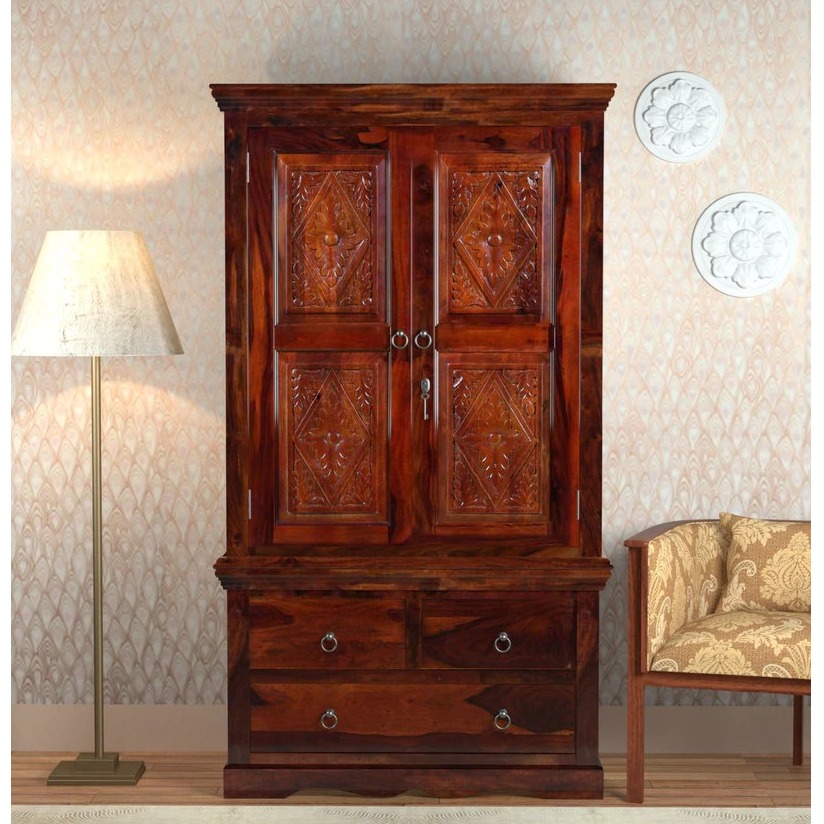  Sheesham Wood 2 Door Wardrobe In Honey Oak Finish upto 70% OFF - Apkainterior