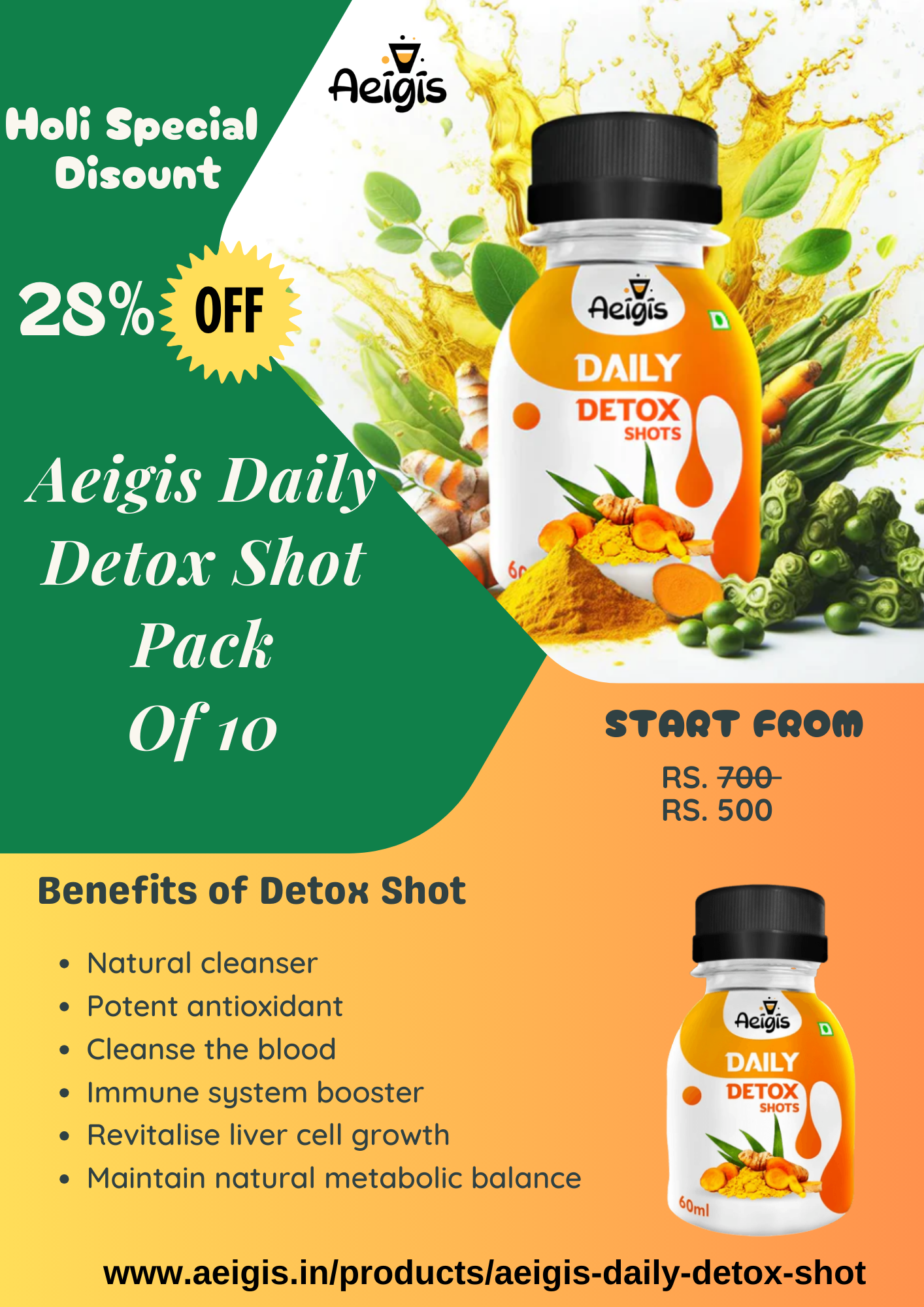  Holi Special Offer: Daily Detox Shots Bursting with Flavor!