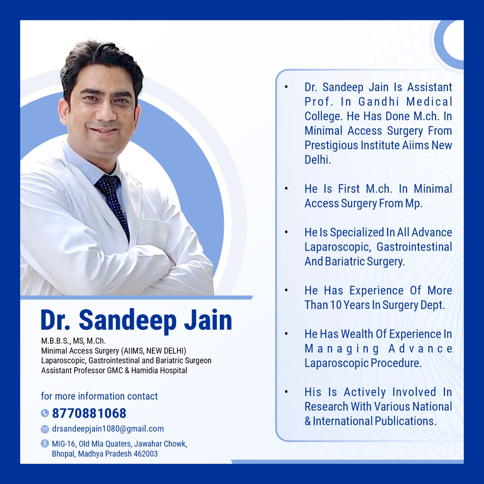  Best Laparoscopic and Gastrointestinal Surgeon in  Bhopal | Dr. Sandeep Jain