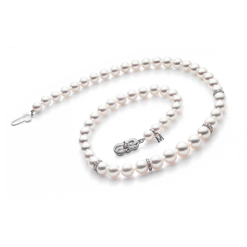  Buy Mikimoto 18K White Gold Akoya Diamond 0.84Ct Pearl Necklace